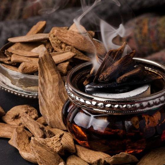 Oud wood on hot coals